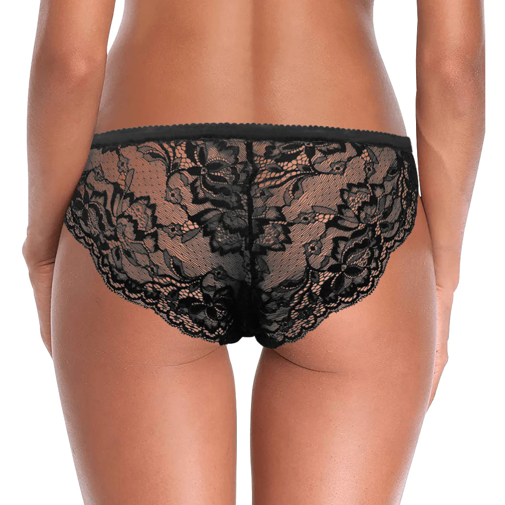 Custom Face Zipper Black Lace Panties Sexy Underwear