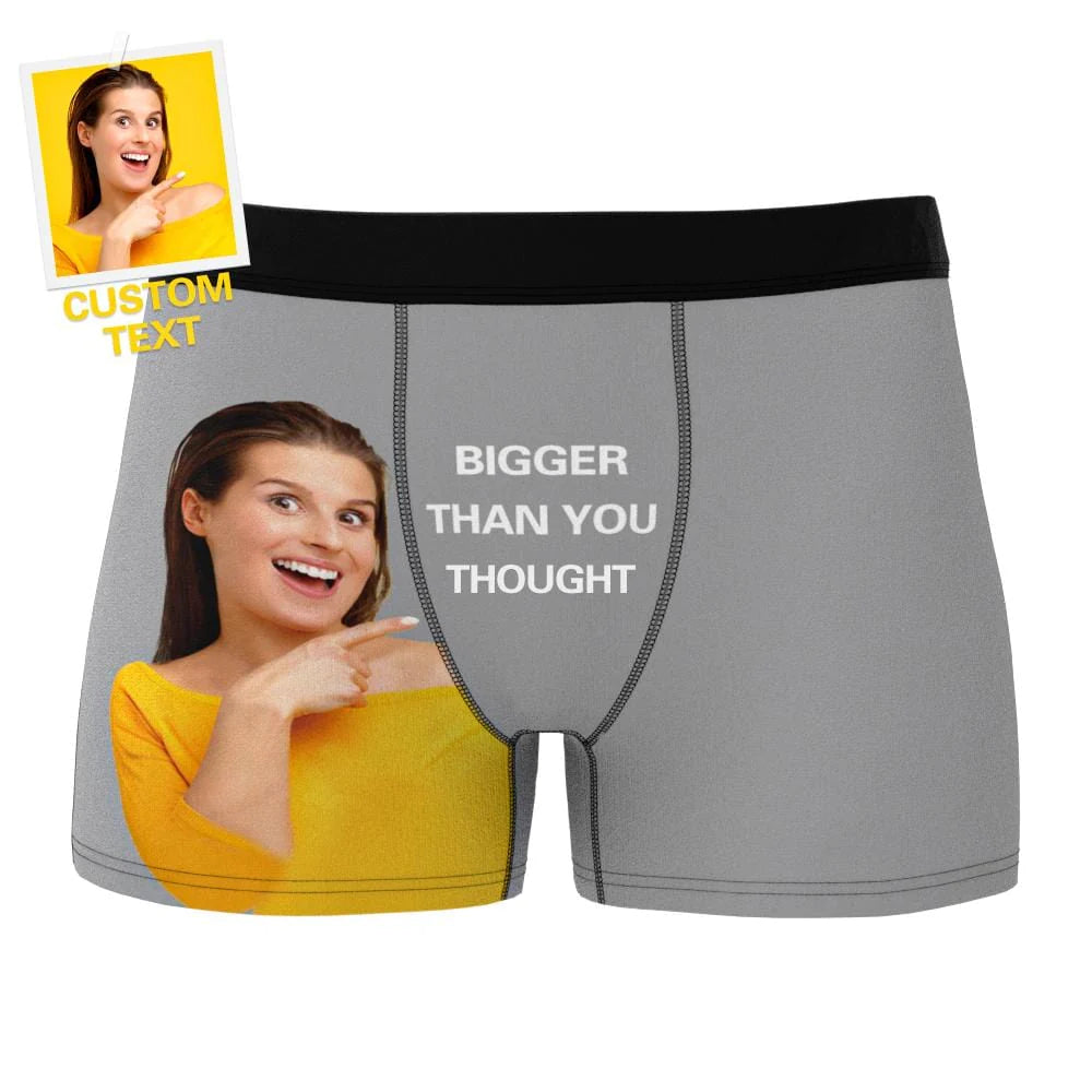 Custom Photo Boxer Shorts Personalized Text Underwear - 3 Colors