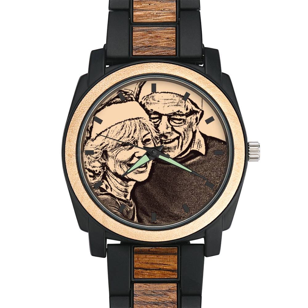 Personalized Engraved Photo Watch with Wood