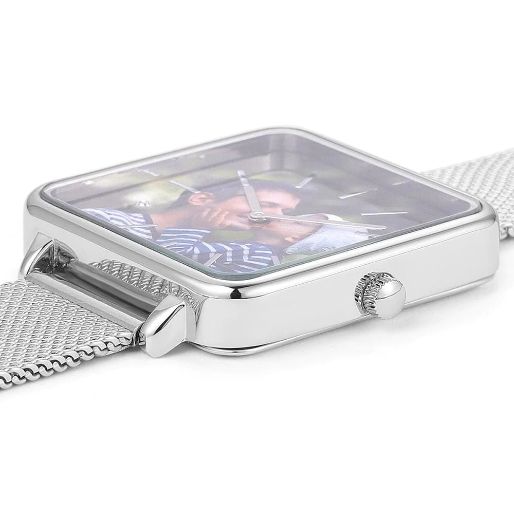 Custom Engraved Text Photo Square Watch For Women 24.6*24.6MM