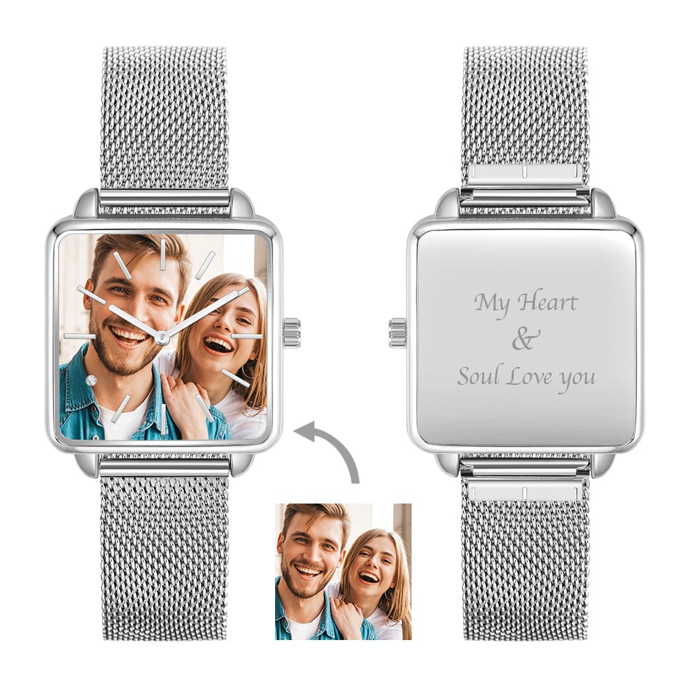 Custom Engraved Text Photo Square Watch For Women 24.6*24.6MM