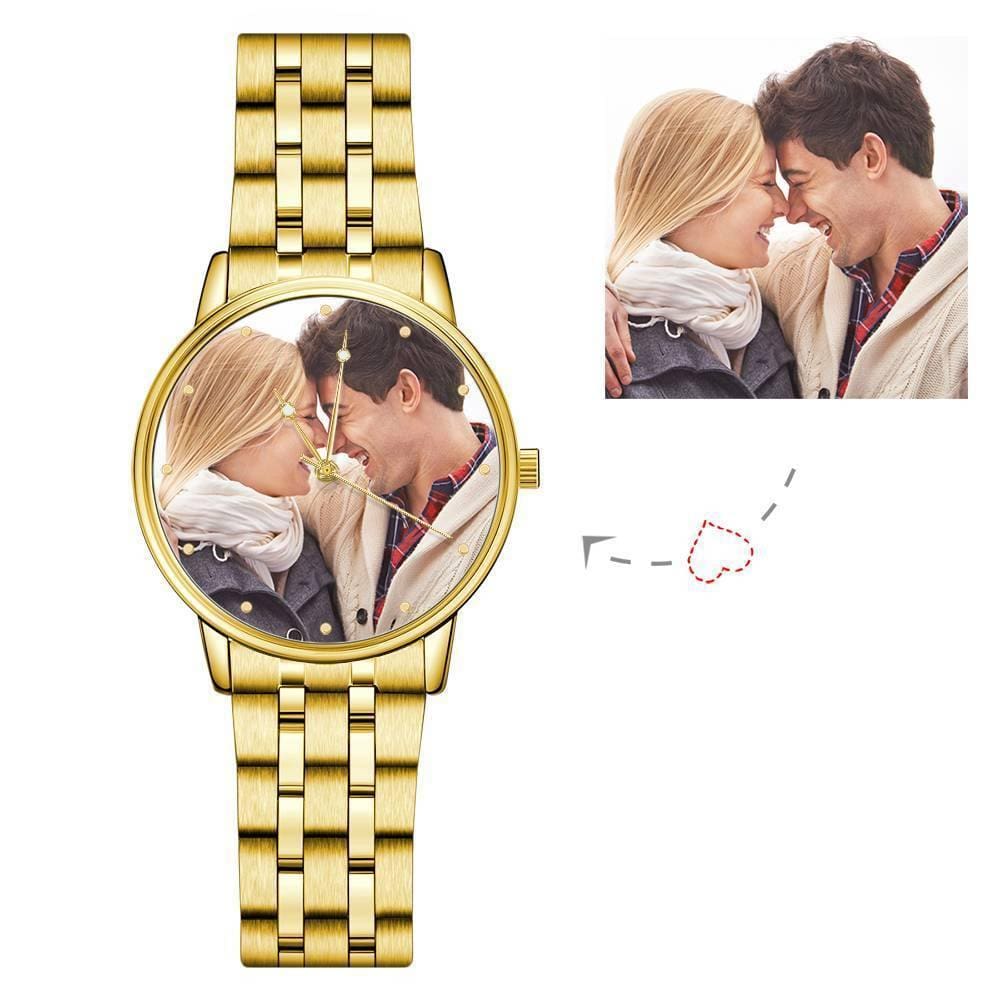 Unisex Engraved Photo Watch Alloy Strap