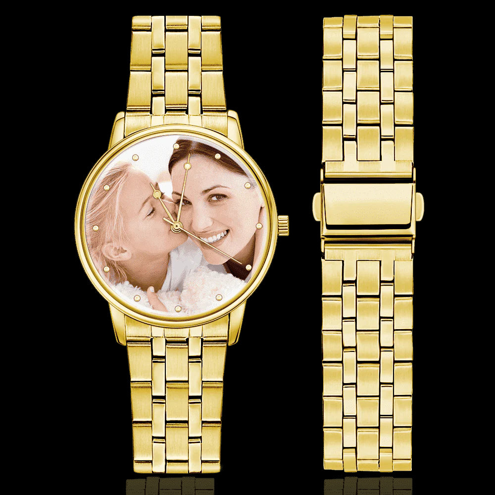 Unisex Engraved Photo Watch Alloy Strap