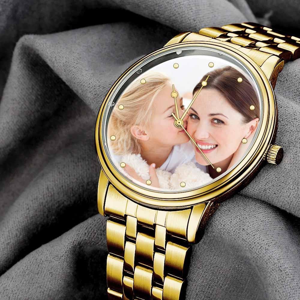 Unisex Engraved Photo Watch Alloy Strap