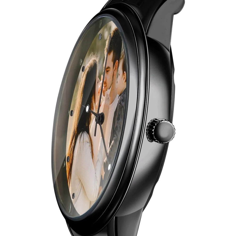 Unisex Engraved Photo Watch Alloy Strap