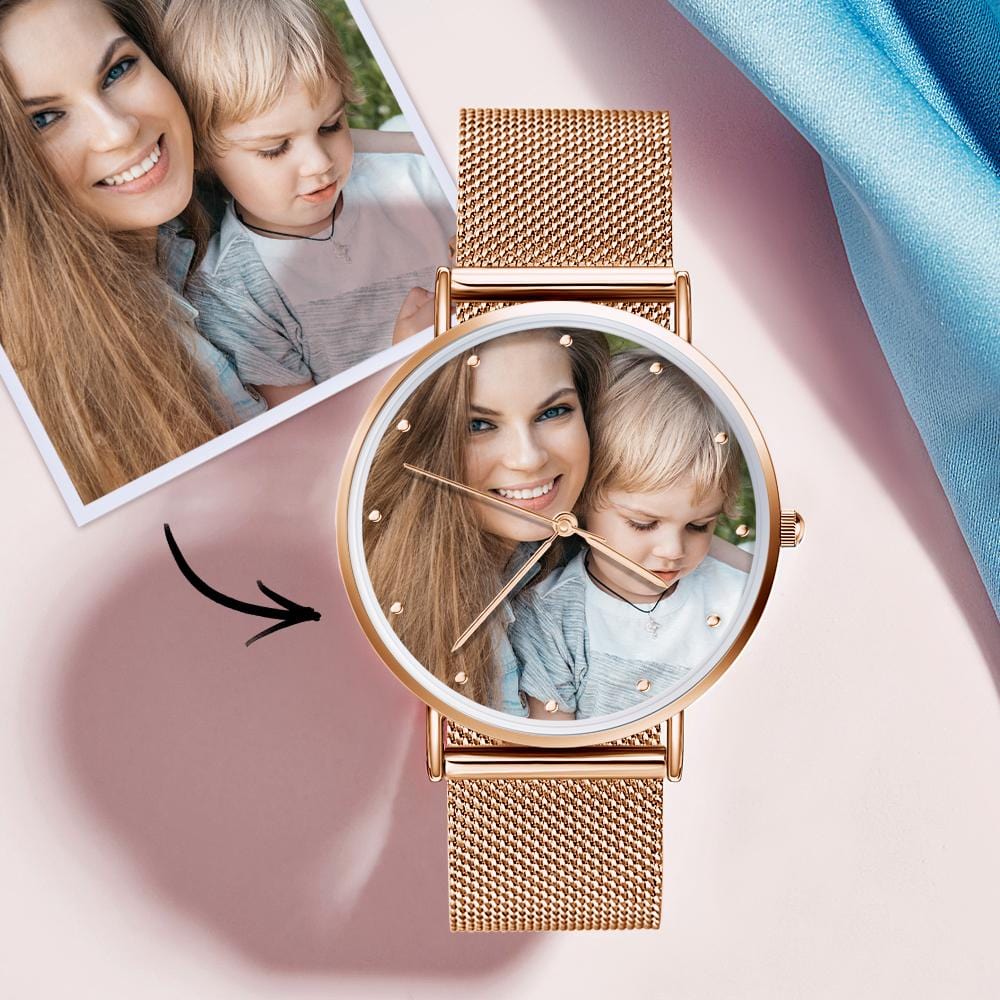 Custom Engraved Alloy Strap Unisex Photo Watch