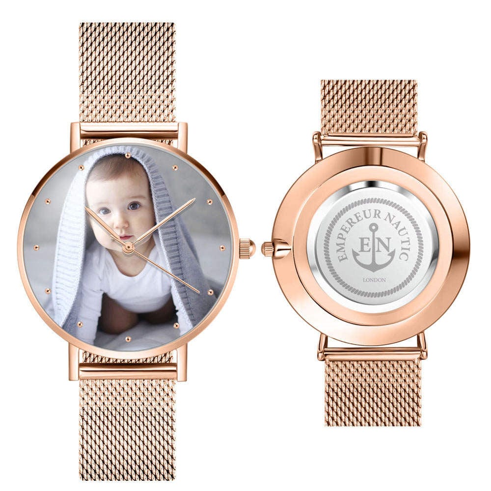 Custom Engraved Alloy Strap Unisex Photo Watch