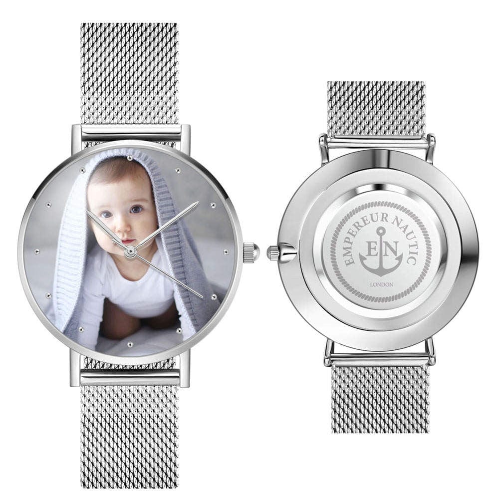 Custom Engraved Alloy Strap Unisex Photo Watch