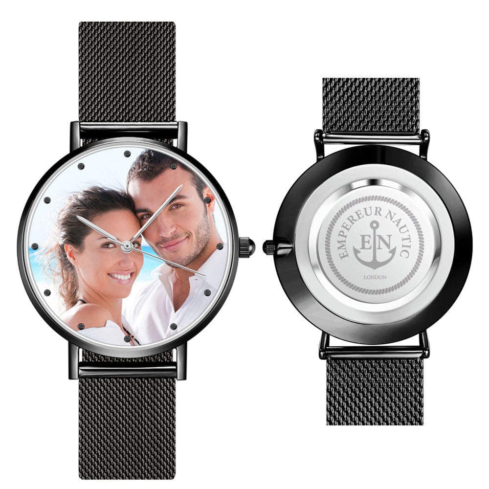 Custom Engraved Alloy Strap Unisex Photo Watch