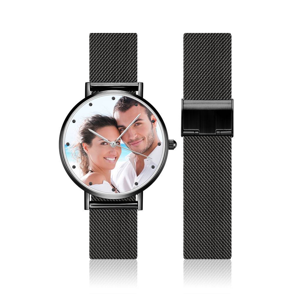 Custom Engraved Alloy Strap Unisex Photo Watch