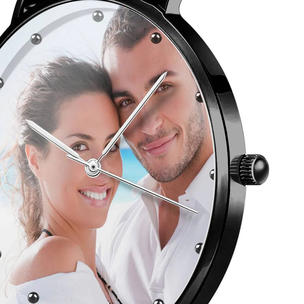 Custom Engraved Alloy Strap Unisex Photo Watch