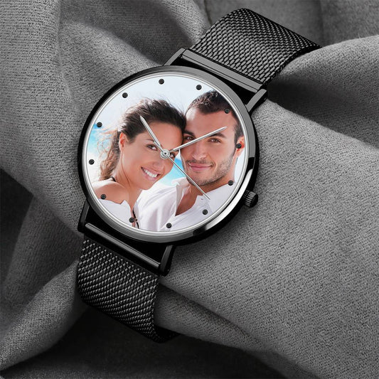 Custom Engraved Alloy Strap Unisex Photo Watch