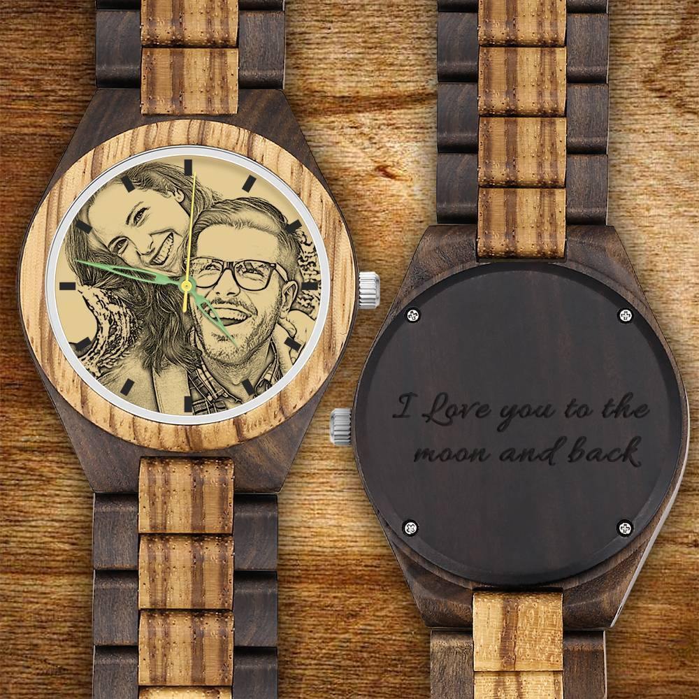 Custom Engraved Men's Wooden Photo