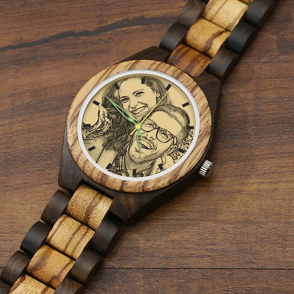 Custom Engraved Men's Wooden Photo