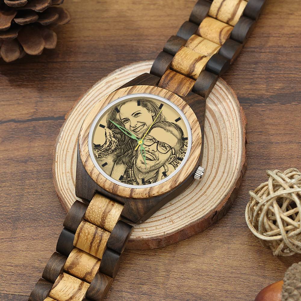 Custom Engraved Men's Wooden Photo