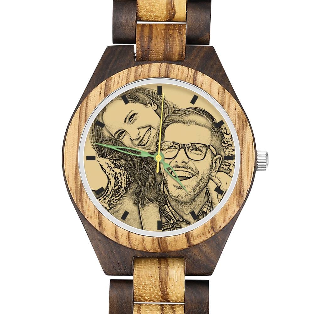 Custom Engraved Men's Wooden Photo