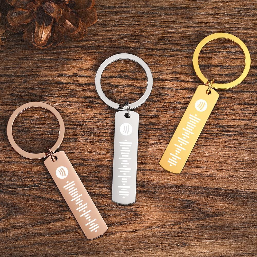 Scannable Spotify Code Keychain Engraved Music Song Keychain Gifts for Him