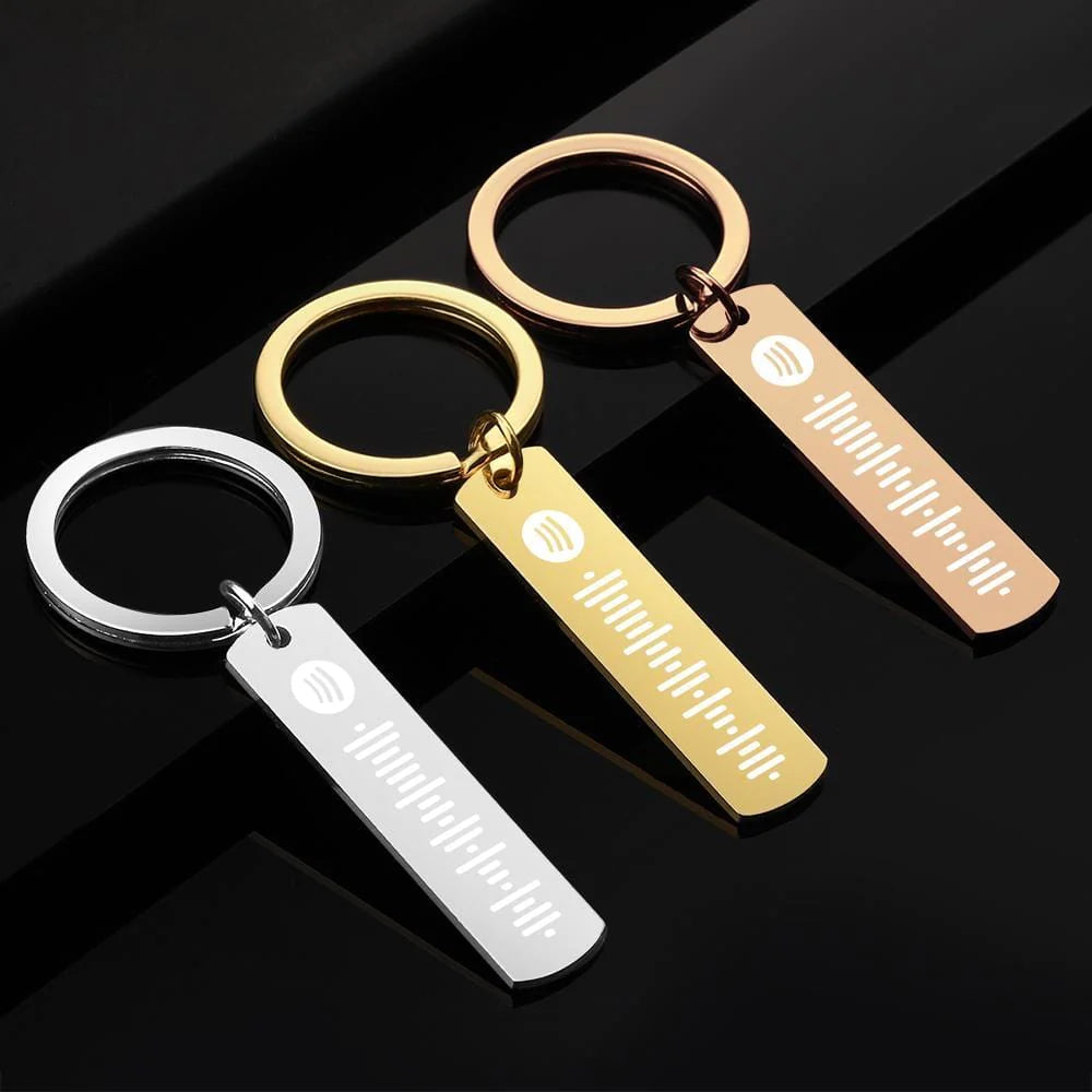 Scannable Spotify Code Keychain Engraved Music Song Keychain Gifts for Him