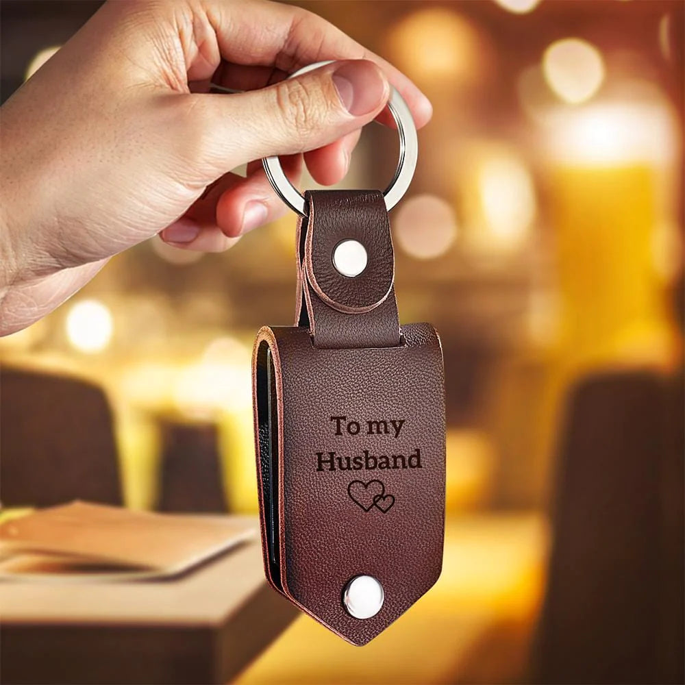 Personalized Leather Keychain with Photo and Text