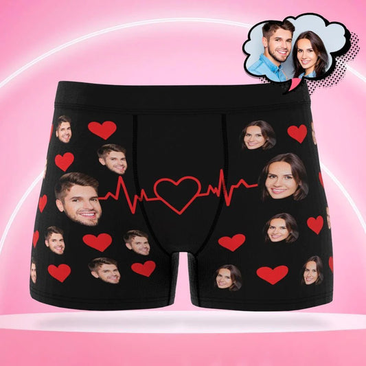 Personalized Two Face Boxer Briefs Men's Heart Underwear