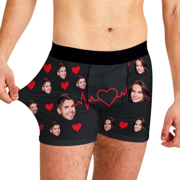 Personalized Two Face Boxer Briefs Men's Heart Underwear