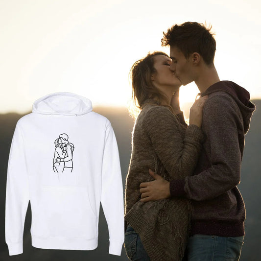 Couple Embroidered Drawn Hoodie - CustomKings