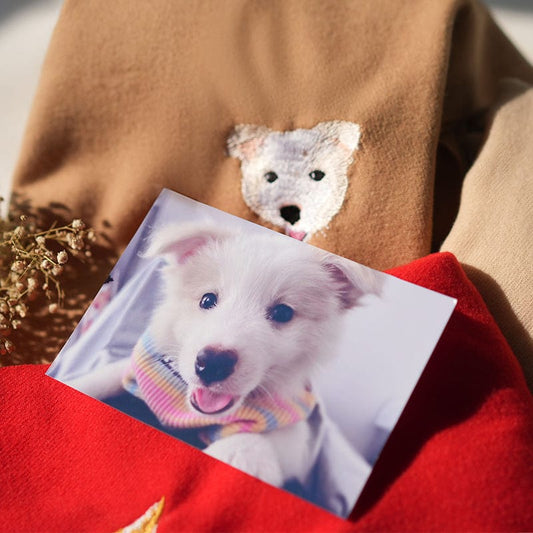 Custom Embroidered Pet Portrait Woven Scarf